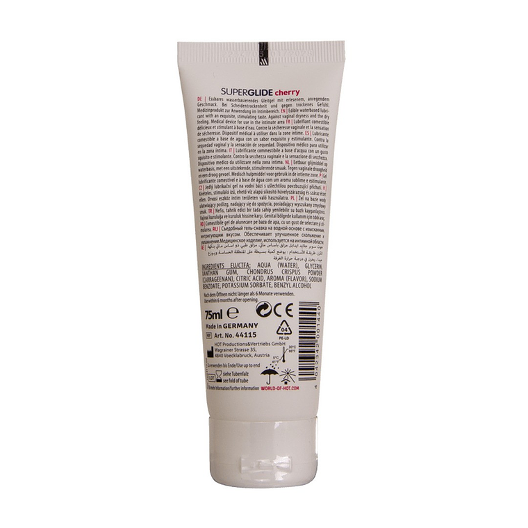 LUBRIFICANTE COMESTÍVEL HOT™ SUPERGLIDE CEREJA 75ML 2