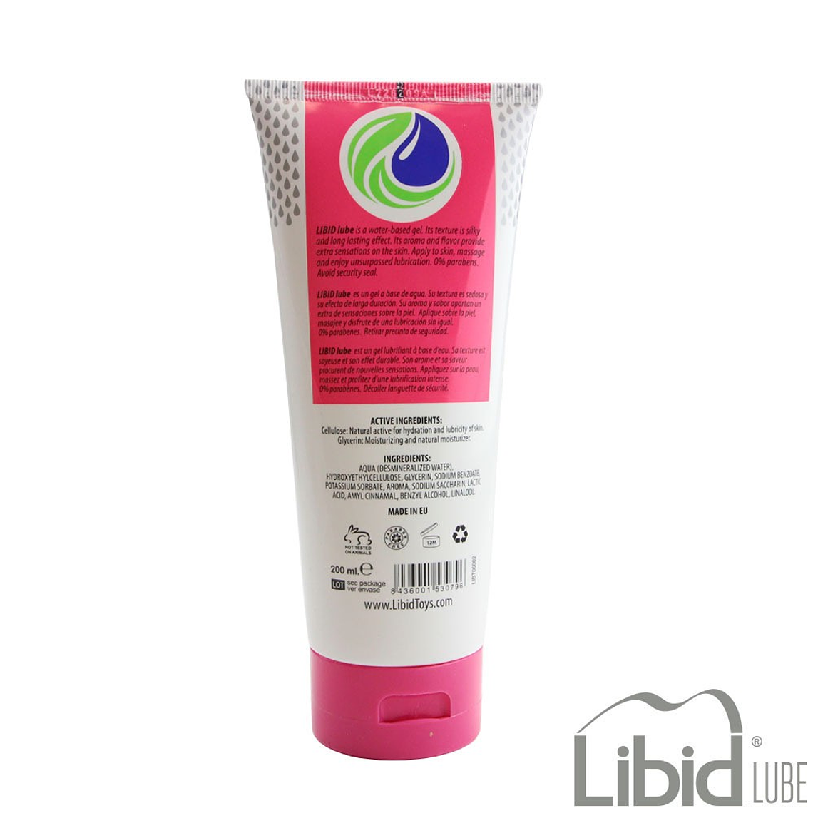 LUBRIFICANTE À BASE DE ÁGUA COM AROMA A MORANGO LIBID LUBE 200ML 2