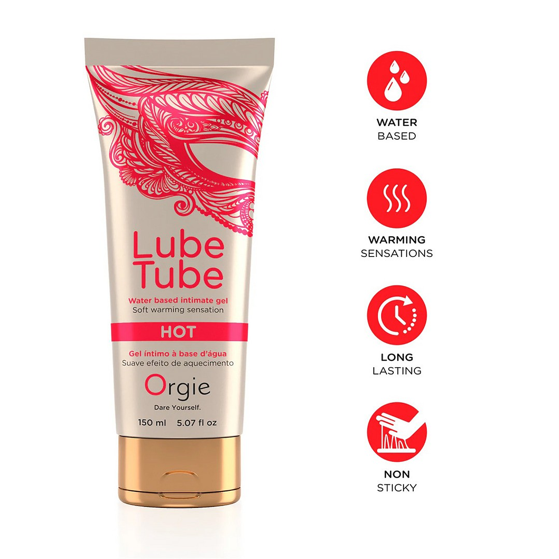 LUBRIFICANTE À BASE DE ÁGUA COM EFEITO DE AQUECIMENTO LUBE TUBE 150ML ORGIE 1