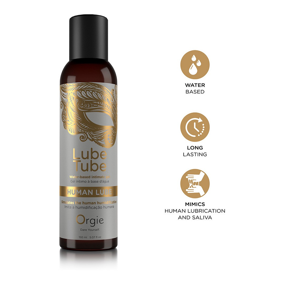 GEL LUBRIFICANTE COM BASE DE ÁGUA HUMAN LUBE 150ML ORGIE 1