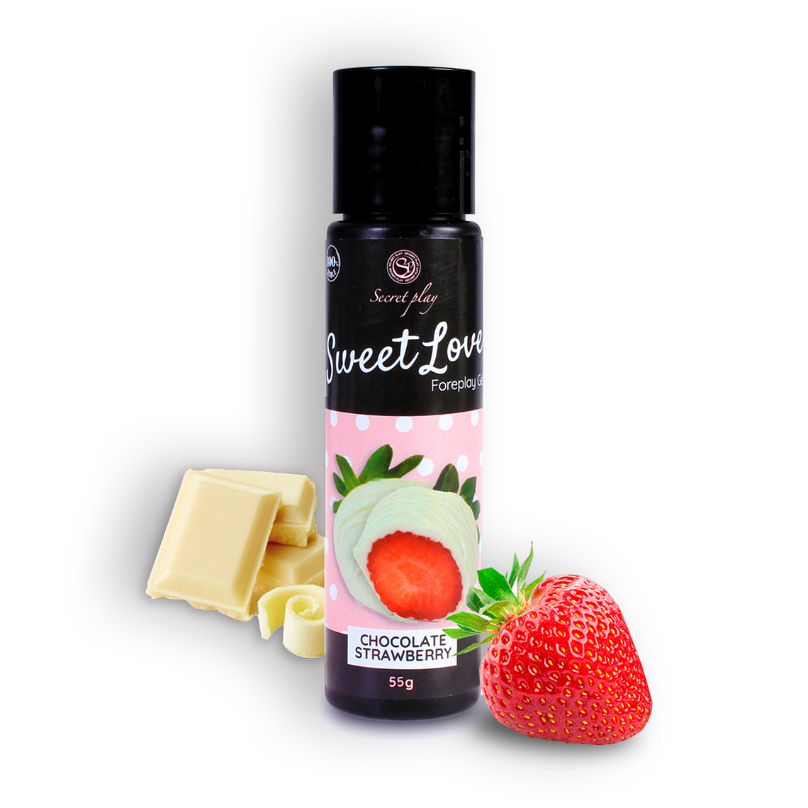 GEL LUBRIFICANTE COM SABOR A MORANGO E CHOCOLATE BRANCO SWEET LOVE SECRET PLAY 60ML 1