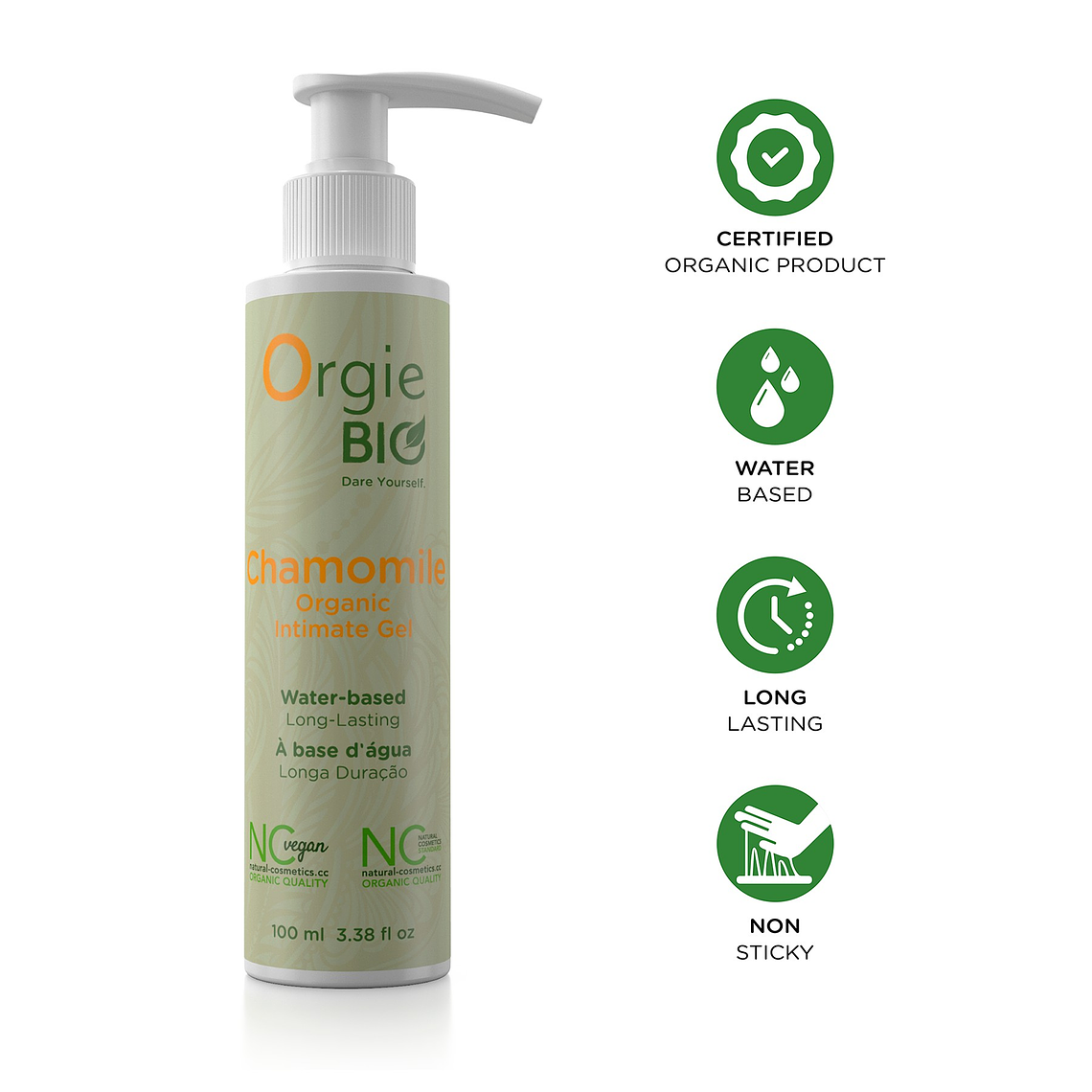 GEL LUBRIFICANTE À BASE DE ÁGUA BIO CHAMOMILE 100ML ORGIE 3