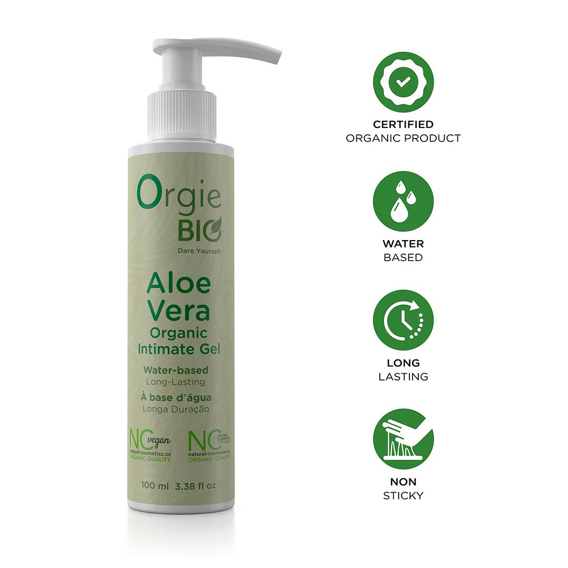 GEL LUBRIFICANTE À BASE DE ÁGUA BIO ALOE VERA 100ML ORGIE 3