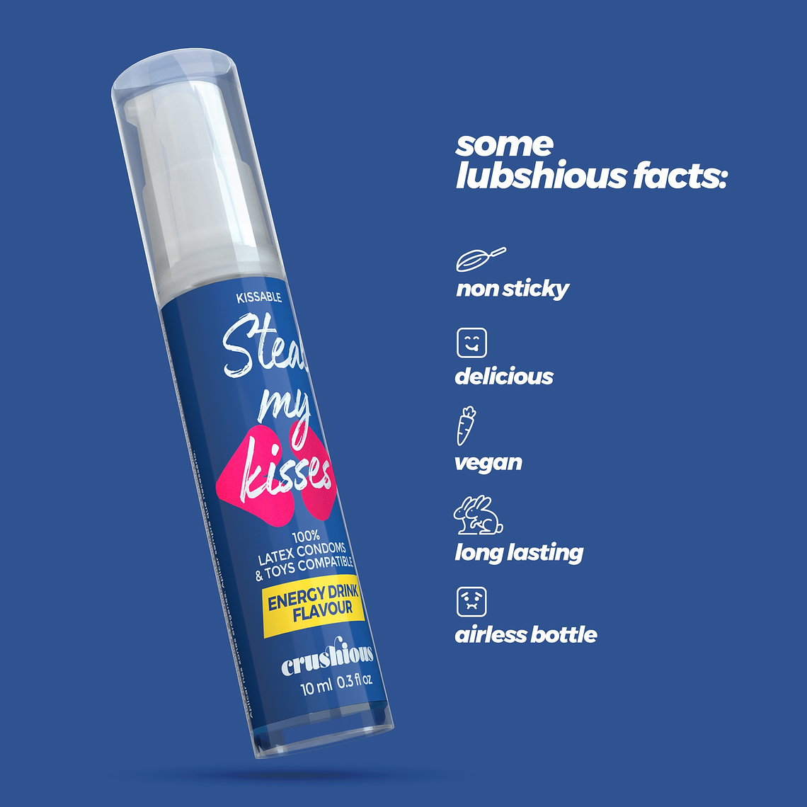 GEL LUBRIFICANTE STEAL MY KISSES COM SABOR A BEBIDA ENERGÉTICA CRUSHIOUS 10ML 6