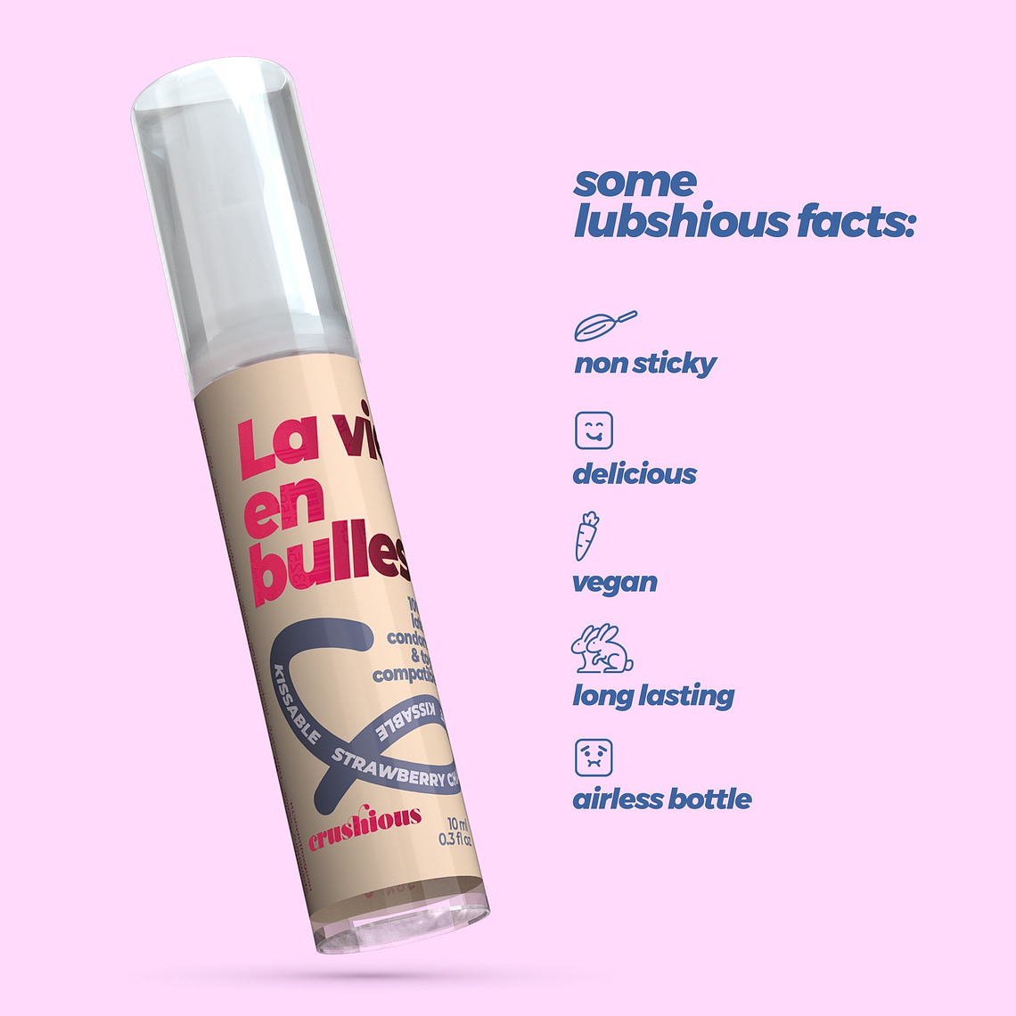 GEL LUBRIFICANTE STEAL MY KISSES COM SABOR A CHAMPANHE COM MORANGO CRUSHIOUS 10ML 12