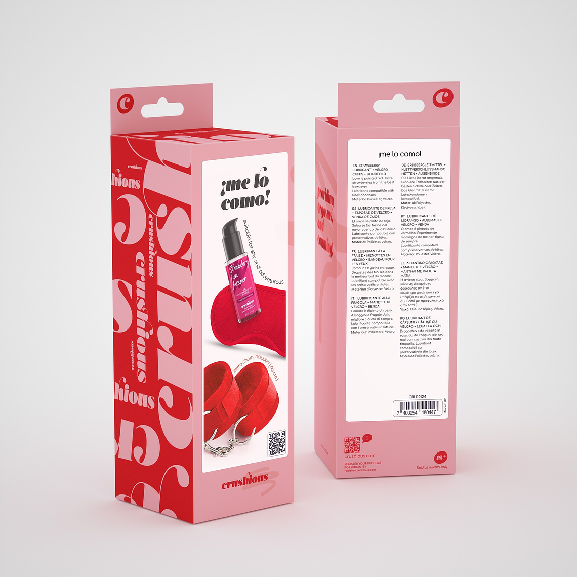 ME LO COMO CONJUNTO DE ALGEMAS DE VELCRO + VENDA ACETINADA E LUBRIFICANTE BEIJÁVEL DE MORANGO CRUSHIOUS 4