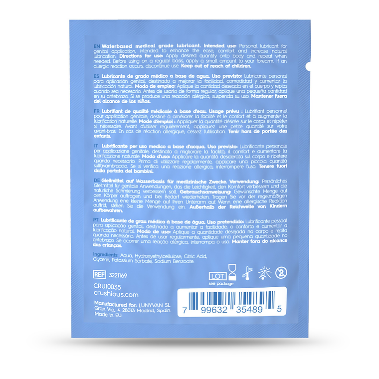 SAQUETA DE LUBRIFICANTE À BASE DE ÁGUA 4 ML CRUSHIOUS 2