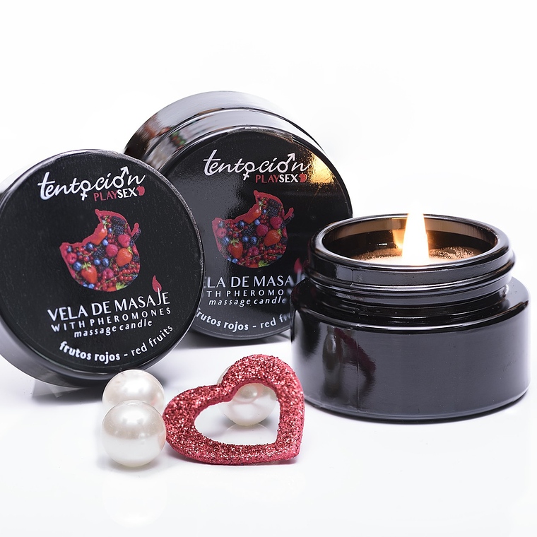 VELA COM FEROMONAS AROMA FRUTOS VERMELHOS 20ML TENTACIÓN PLAY SEX 2