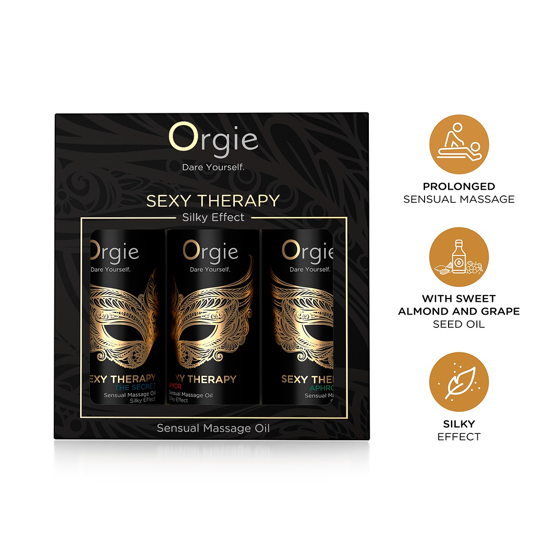CONJUNTO DE ÓLEOS DE MASSAGEM SEXY THERAPY SENSUAL MINI SIZE 3X30ML ORGIE 1