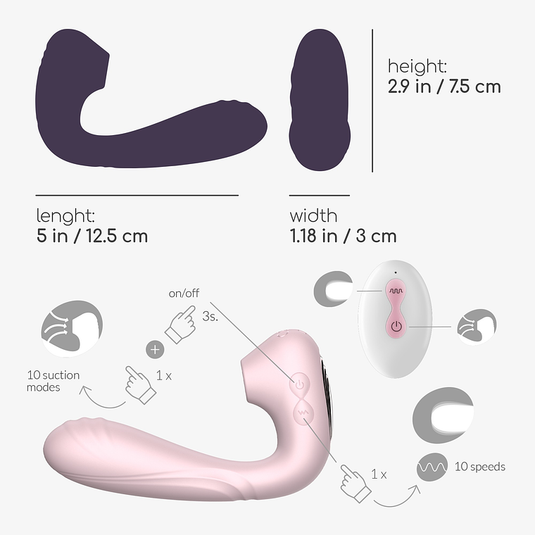ESTIMULADOR COM CONTROLO REMOTO POOKIE + CRUSHIOUS ROSA 11