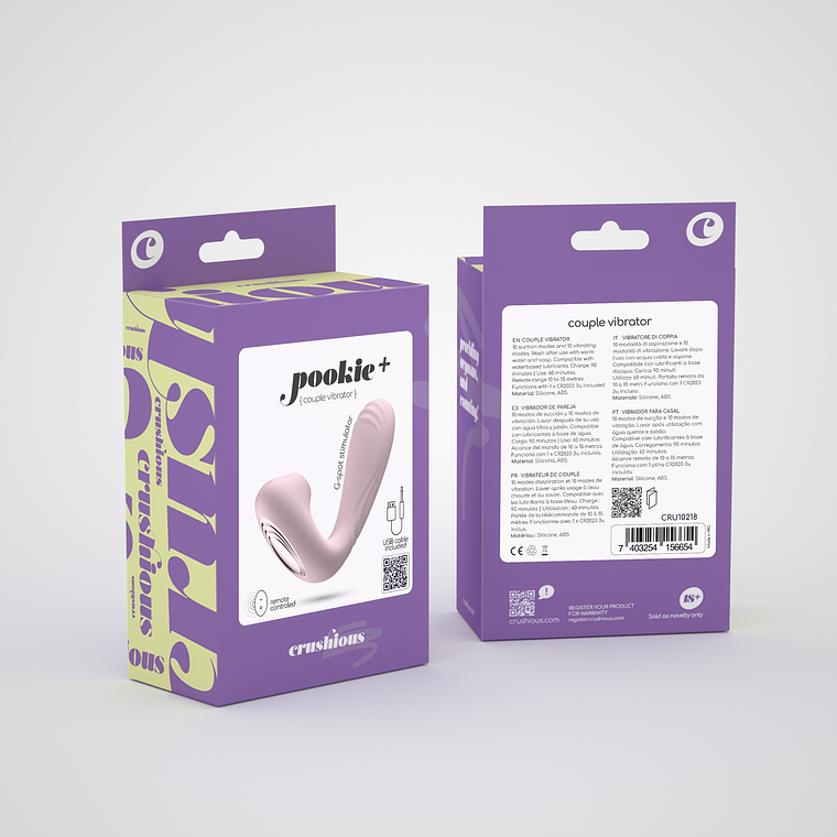 ESTIMULADOR COM CONTROLO REMOTO POOKIE + CRUSHIOUS ROSA 12