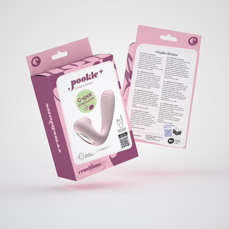 ESTIMULADOR COM CONTROLO REMOTO POOKIE + CRUSHIOUS ROSA 13