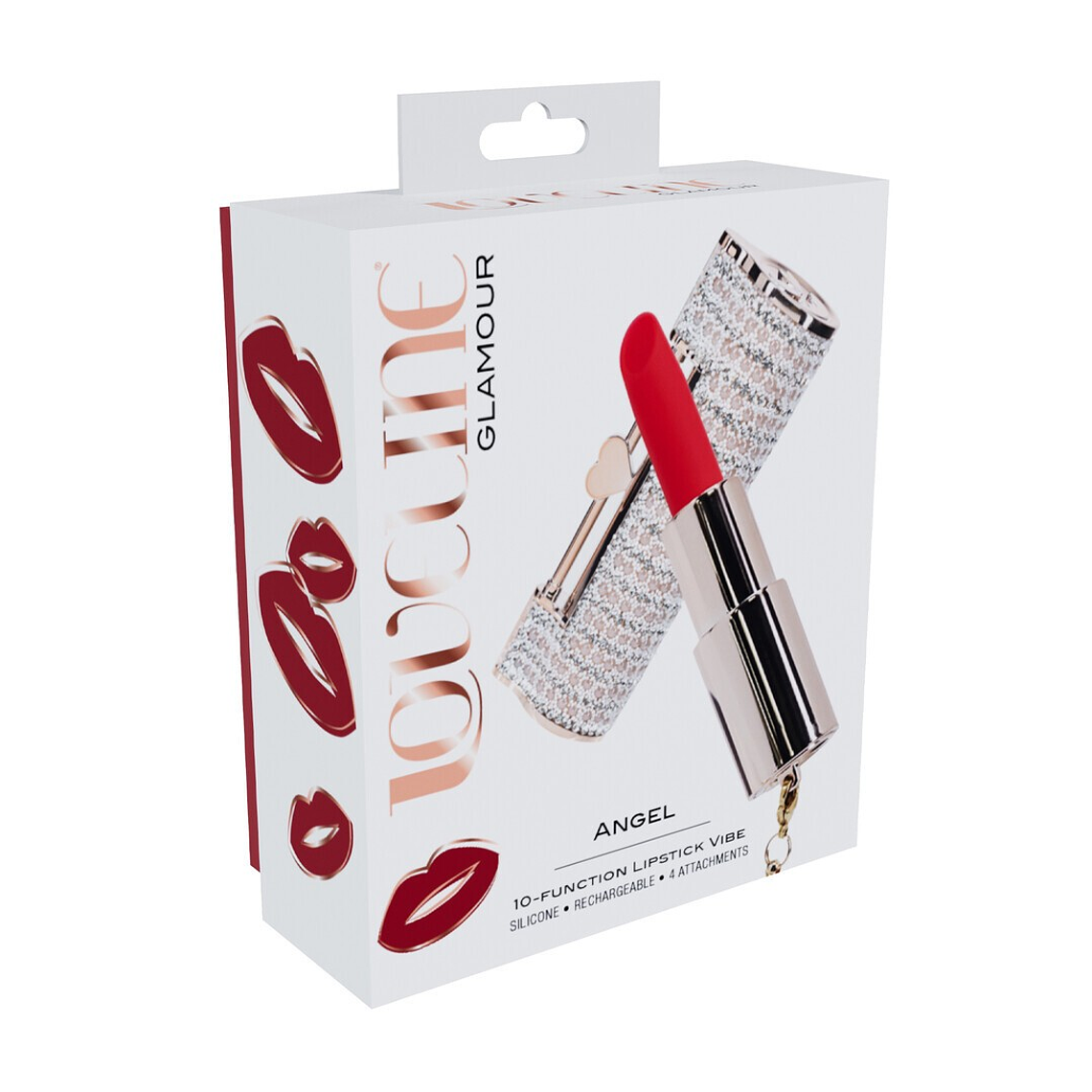 VIBRADOR COM 4 ACESSÓRIOS ANGEL LIPSTICK ROSA LOVELINE 2