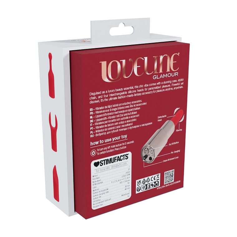 VIBRADOR COM 4 ACESSÓRIOS DIAMOND LIPSTICK IRIDESCENT LOVELINE 3