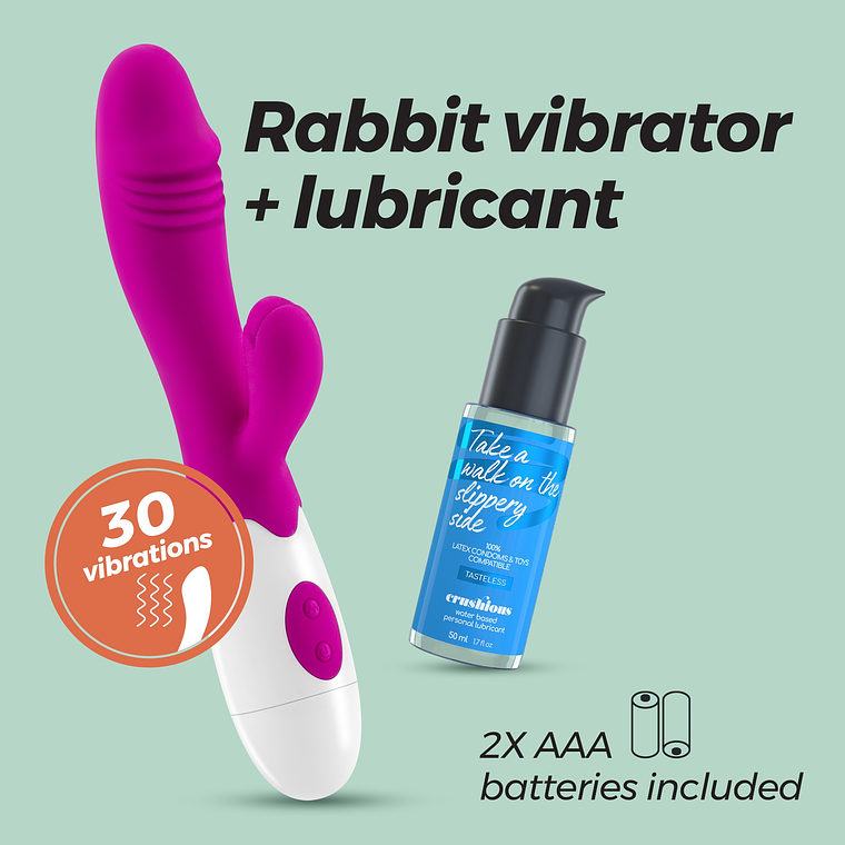 VIBRADOR COM ESTIMULADOR DE CLITÓRIS LOLLIPOP E LUBRIFICANTE À BASE DE ÁGUA INCLUÍDO CRUSHIOUS 1