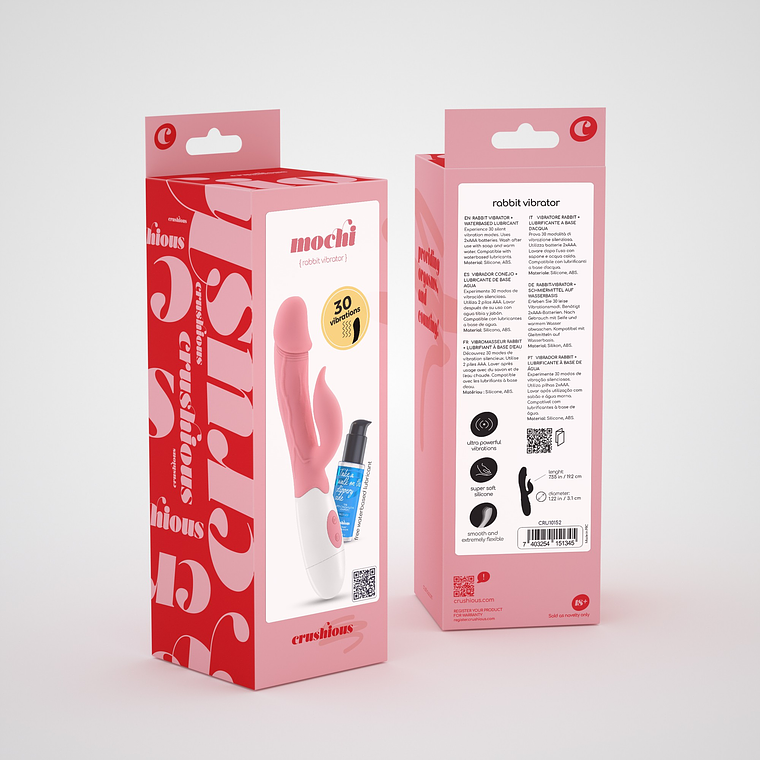 VIBRADOR COM ESTIMULADOR DE CLITÓRIS MOCHI ROSA E LUBRIFICANTE À BASE DE ÁGUA INCLUÍDO CRUSHIOUS 5