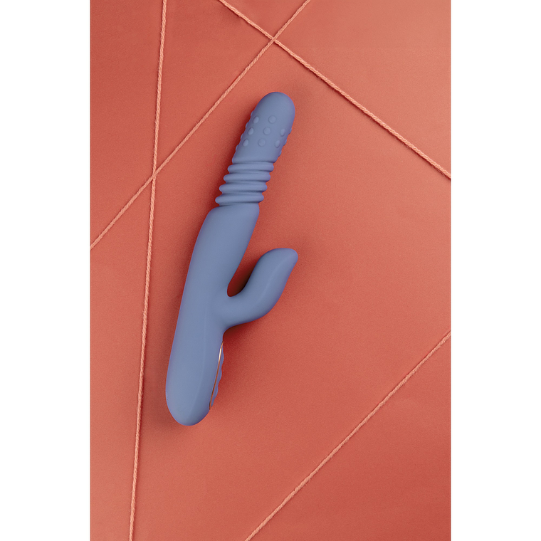 VIBRADOR COM PÉROLAS ROTATIVAS E IMPULSO RABBIT BLUE NOVA LOVELINE 6