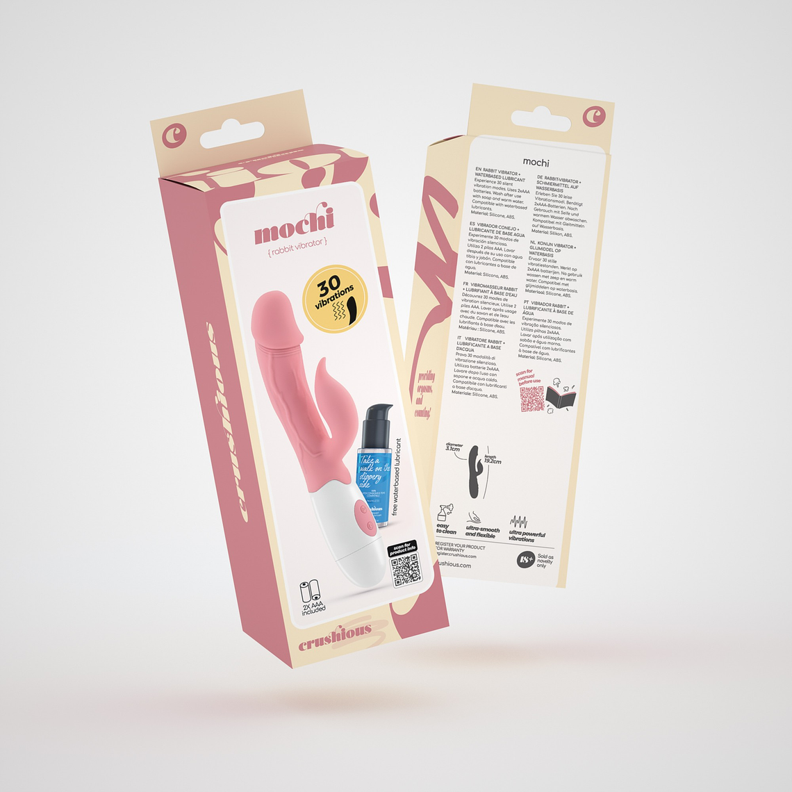 VIBRADOR COM ESTIMULADOR DE CLITÓRIS MOCHI ROSA E LUBRIFICANTE À BASE DE ÁGUA INCLUÍDO CRUSHIOUS 13