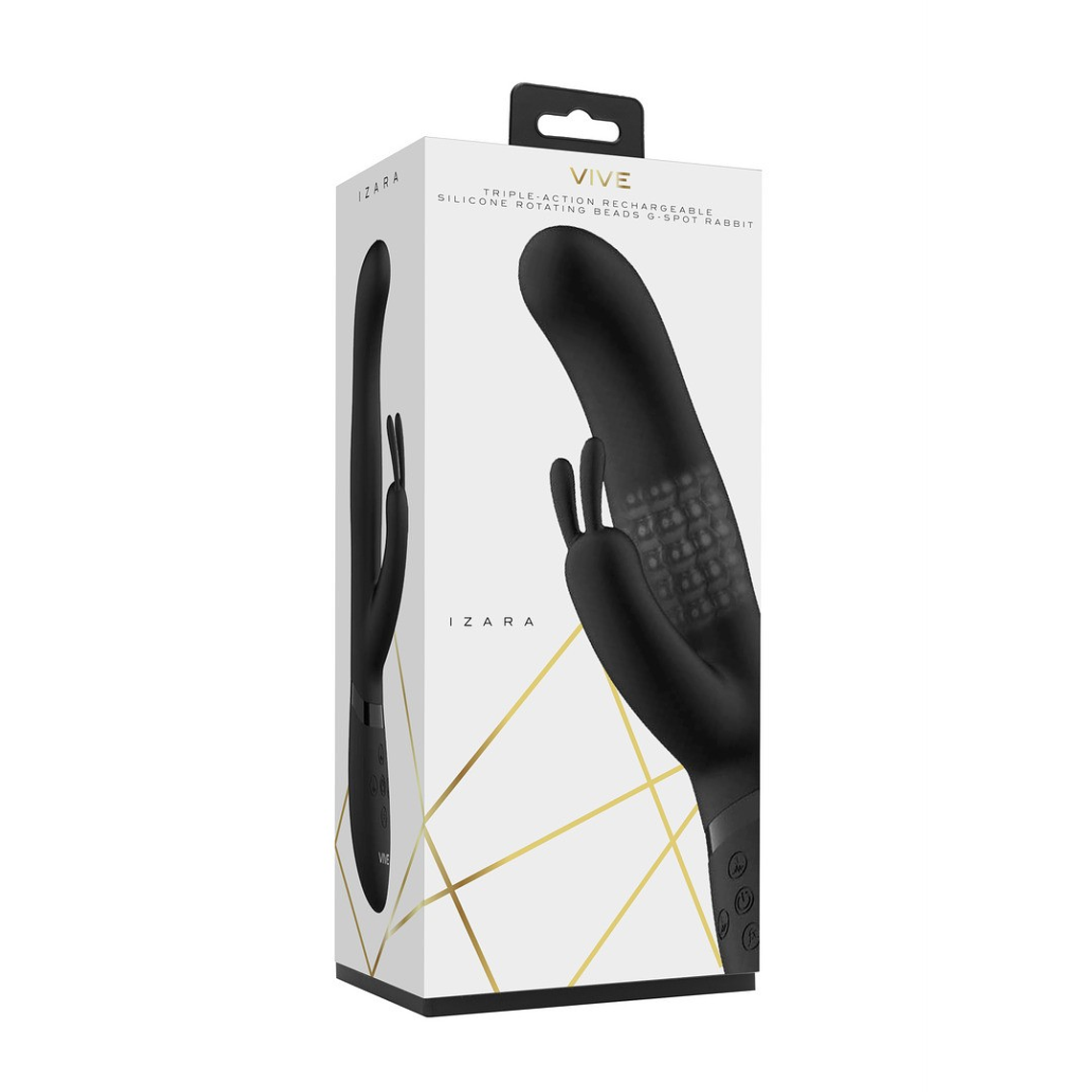 VIBRADOR IZARA ROTATING BEADS RABBIT BLACK VIVE 2