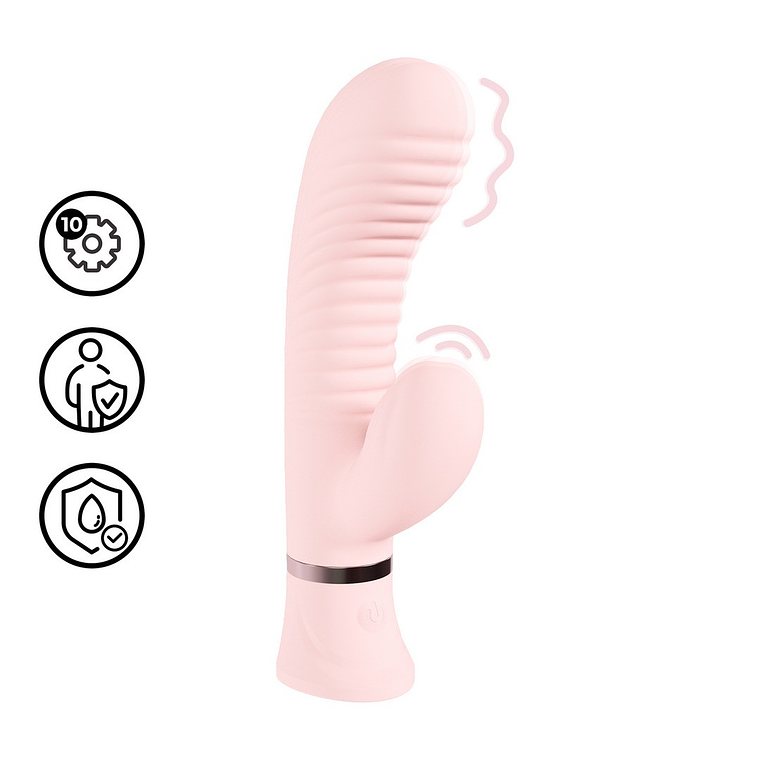 VIBRADOR MYSTIQUE RIBBED RABBIT ROSA LOVELINE 1