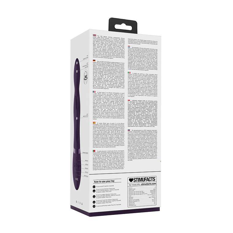 VIBRADOR NIVA ROTATING RABBIT ROXO VIVE 3