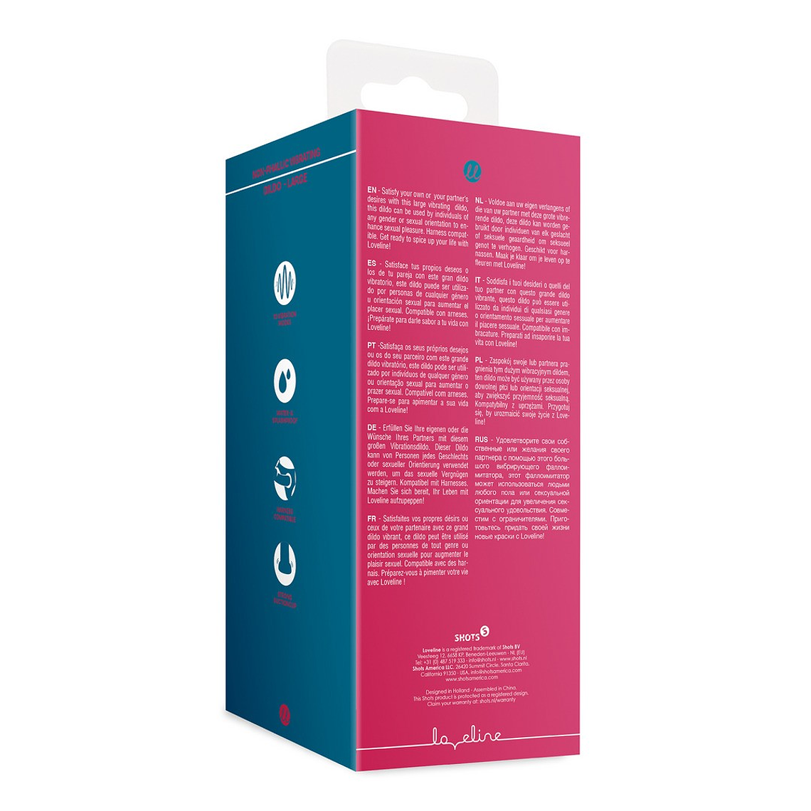 VIBRADOR NON-PHALLIC VIBRATING DILDO GRANDE RASPBERRY RED LOVELINE 3