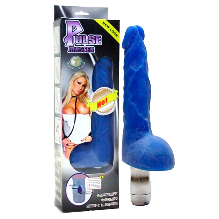 VIBRADOR PULSE MASTER COM LUZ REALISTA AZUL 1