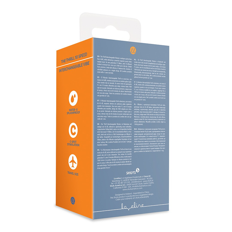 VIBRADOR THE THRILL10 SPEED INTERCHANGEABLE AZUL LOVELINE 3