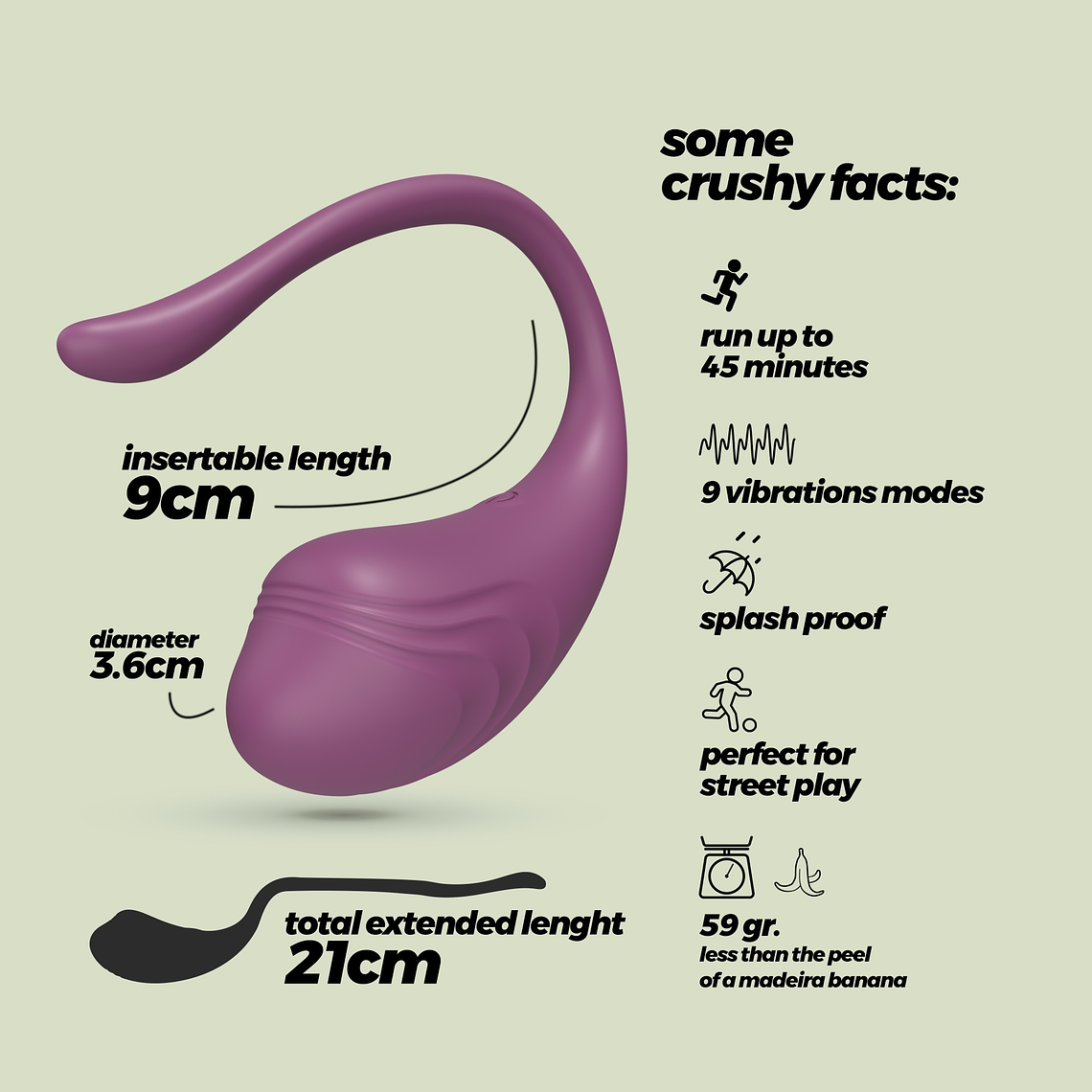 OVO VIBRATÓRIO RECARREGÁVEL COM COMANDO TAMAGO CRUSHIOUS ROXO 9