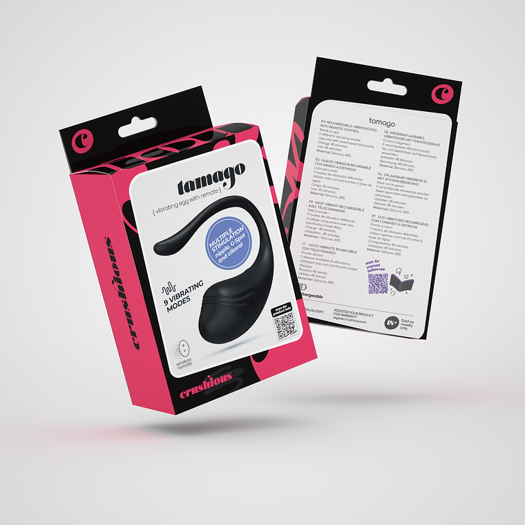 OVO VIBRATÓRIO RECARREGÁVEL COM COMANDO TAMAGO CRUSHIOUS PRETO 11