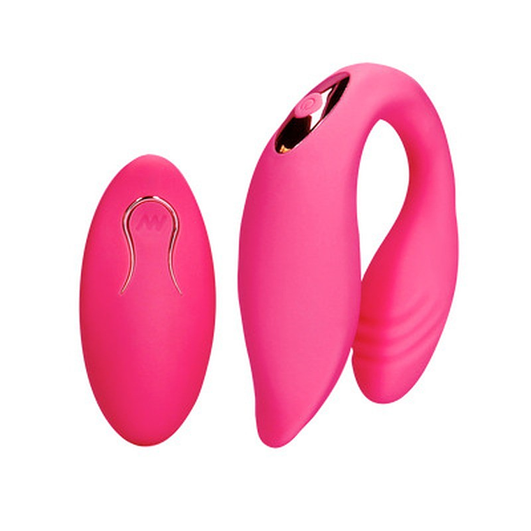 VIBRADOR DE CASAL COM COMANDO WILD STRAWBERRY LOVELINE 1