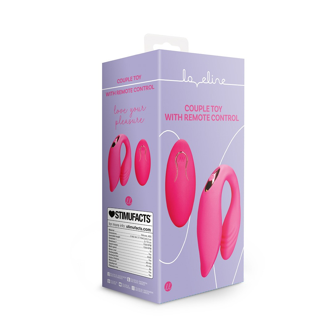 VIBRADOR DE CASAL COM COMANDO WILD STRAWBERRY LOVELINE 2