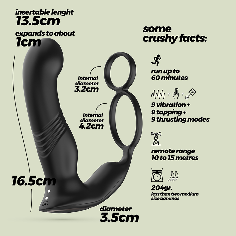 VIBRADOR DE PRÓSTATA COM COMANDO ERIXOS CRUSHIOUS 8