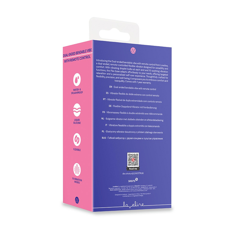 VIBRADOR FLEXÍVEL COM COMANDO DUAL-ENDED BENDABLE ROXO LOVELINE  3