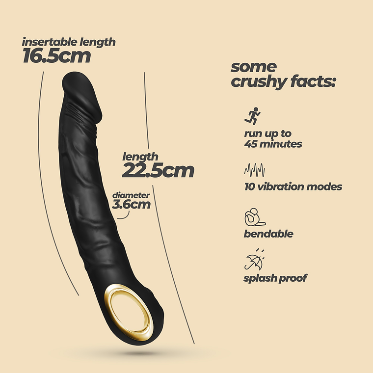 VIBRADOR FLEXÍVEL MAGNUS BEND PRETO CRUSHIOUS 8