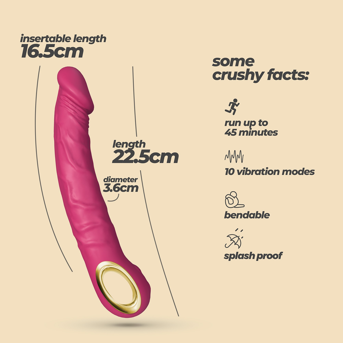 VIBRADOR FLEXÍVEL MAGNUS BEND ROSA CRUSHIOUS 8