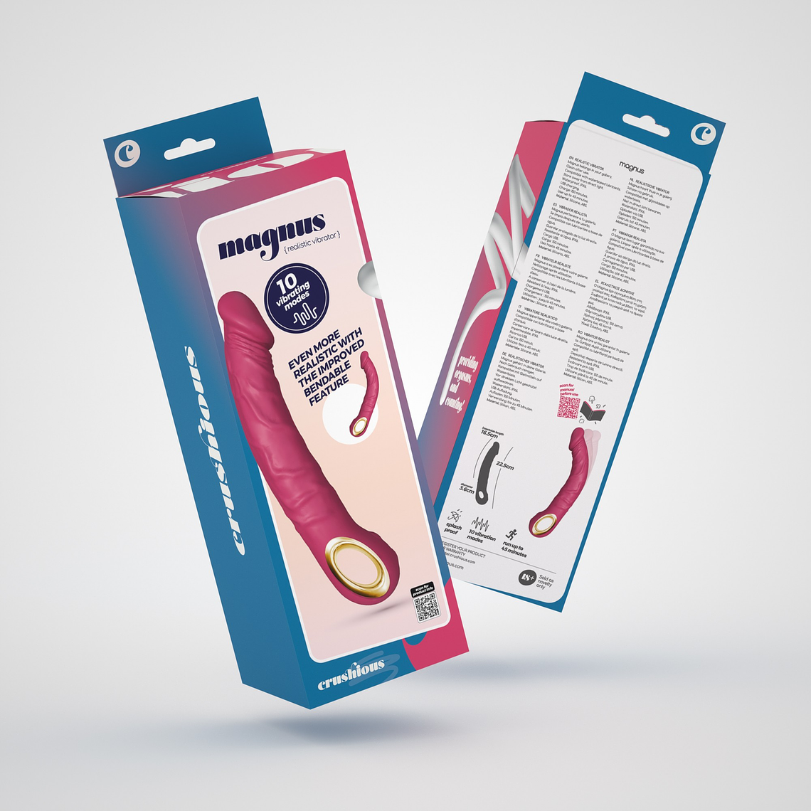 VIBRADOR FLEXÍVEL MAGNUS BEND ROSA CRUSHIOUS 9