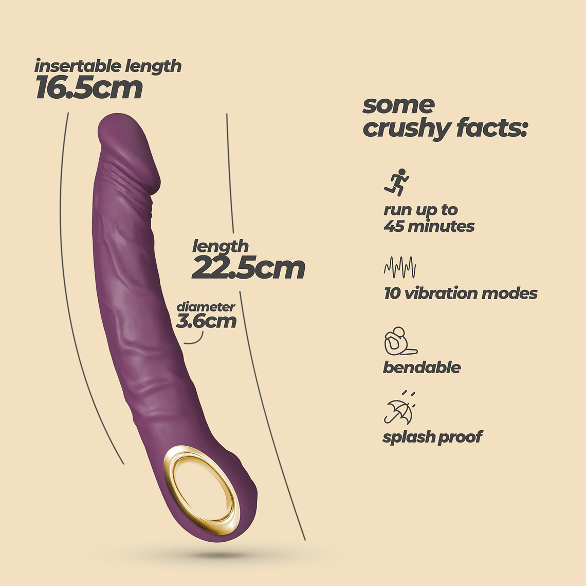 VIBRADOR FLEXÍVEL MAGNUS BEND ROXO CRUSHIOUS 8