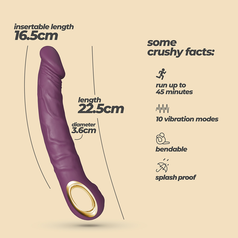 VIBRADOR FLEXÍVEL MAGNUS BEND ROXO CRUSHIOUS 8