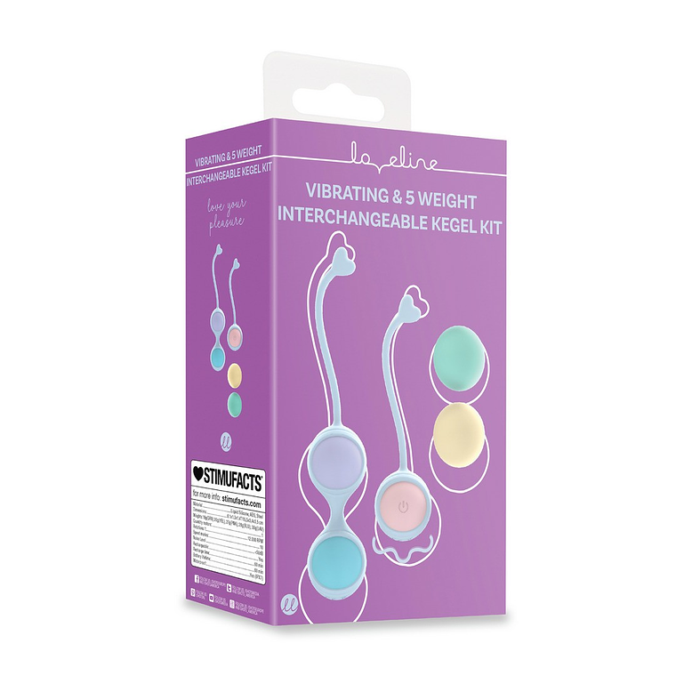 BOLAS VAGINAIS VIBRATÓRIAS COM COMANDO E 5 PESOS INTERCAMBIÁVEIS KEGEL KIT ROXO LOVELINE  2