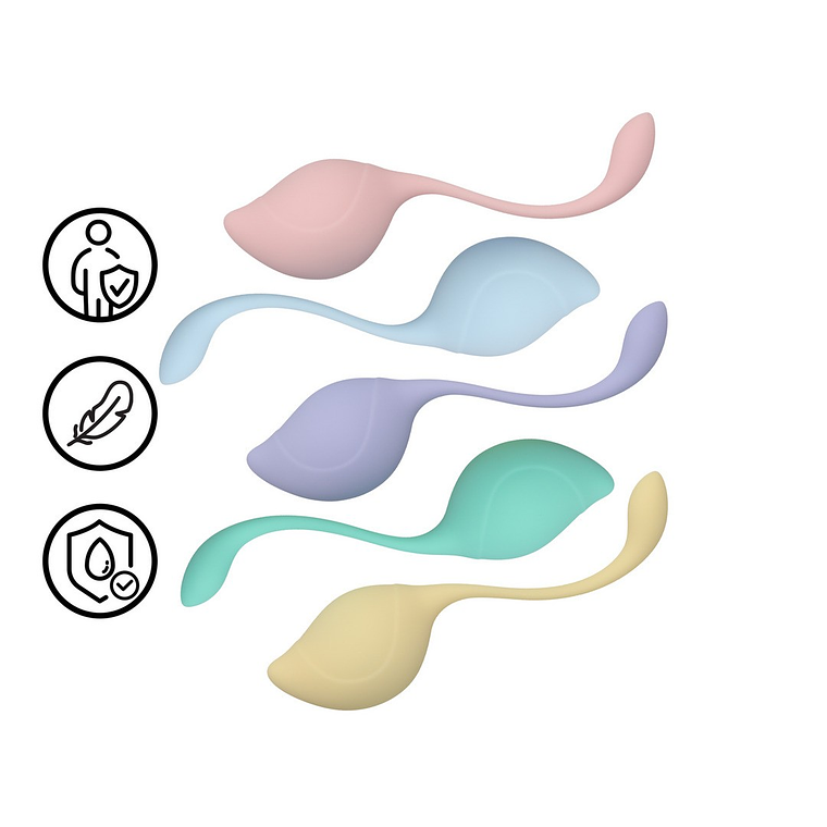 CONJUNTO DE 5 BOLAS VAGINAIS PELVIC STEM KEGEL KIT MULTICOLOR LOVELINE  1