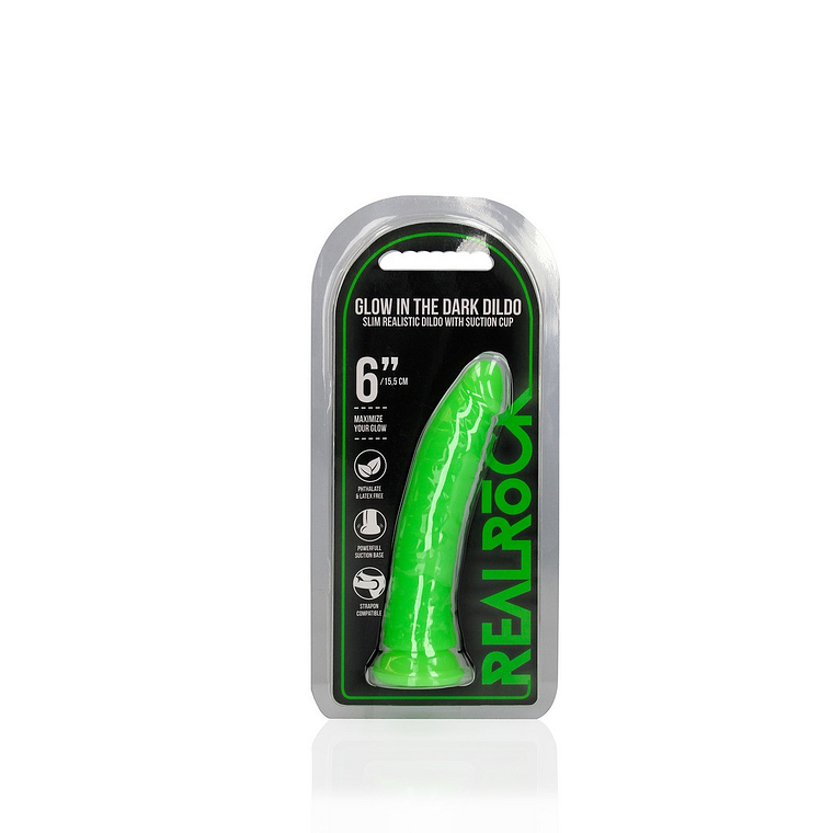 DILDO SLIM REALISTIC GLOW IN THE DARK 6'' / 15,5 CM REALROCK 2