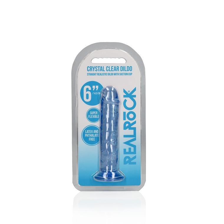 DILDO STRAIGHT REALISTIC CRYSTAL CLEAR 6 /14,5 CM AZUL REALROCK 2