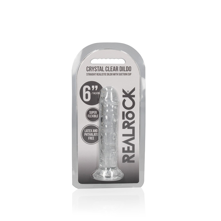 DILDO STRAIGHT REALISTIC CRYSTAL CLEAR 6 /14,5 CM TRANSPARENTE REALROCK 2