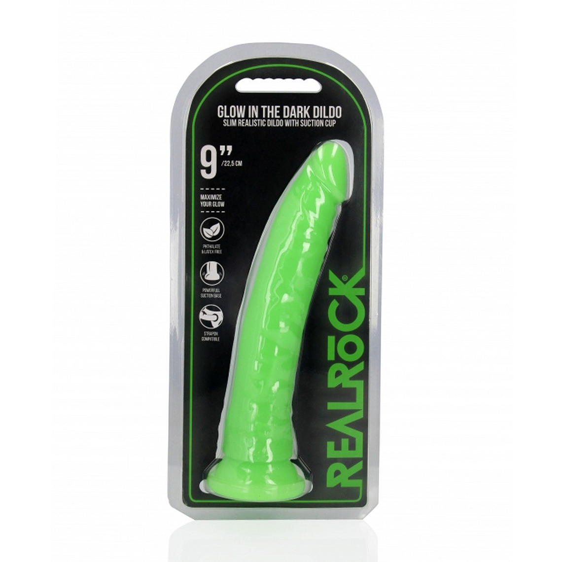 DILDO SLIM REALISTIC GLOW IN THE DARK 9'' / 22,5 CM REALROCK 2