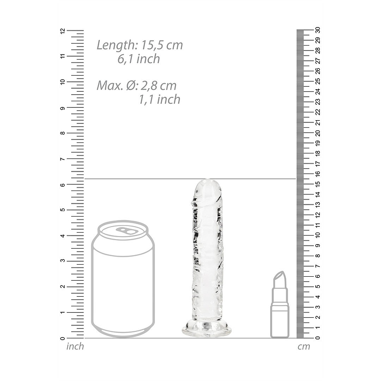 DILDO STRAIGHT REALISTIC CRYSTAL CLEAR 6 /14,5 CM TRANSPARENTE REALROCK 6
