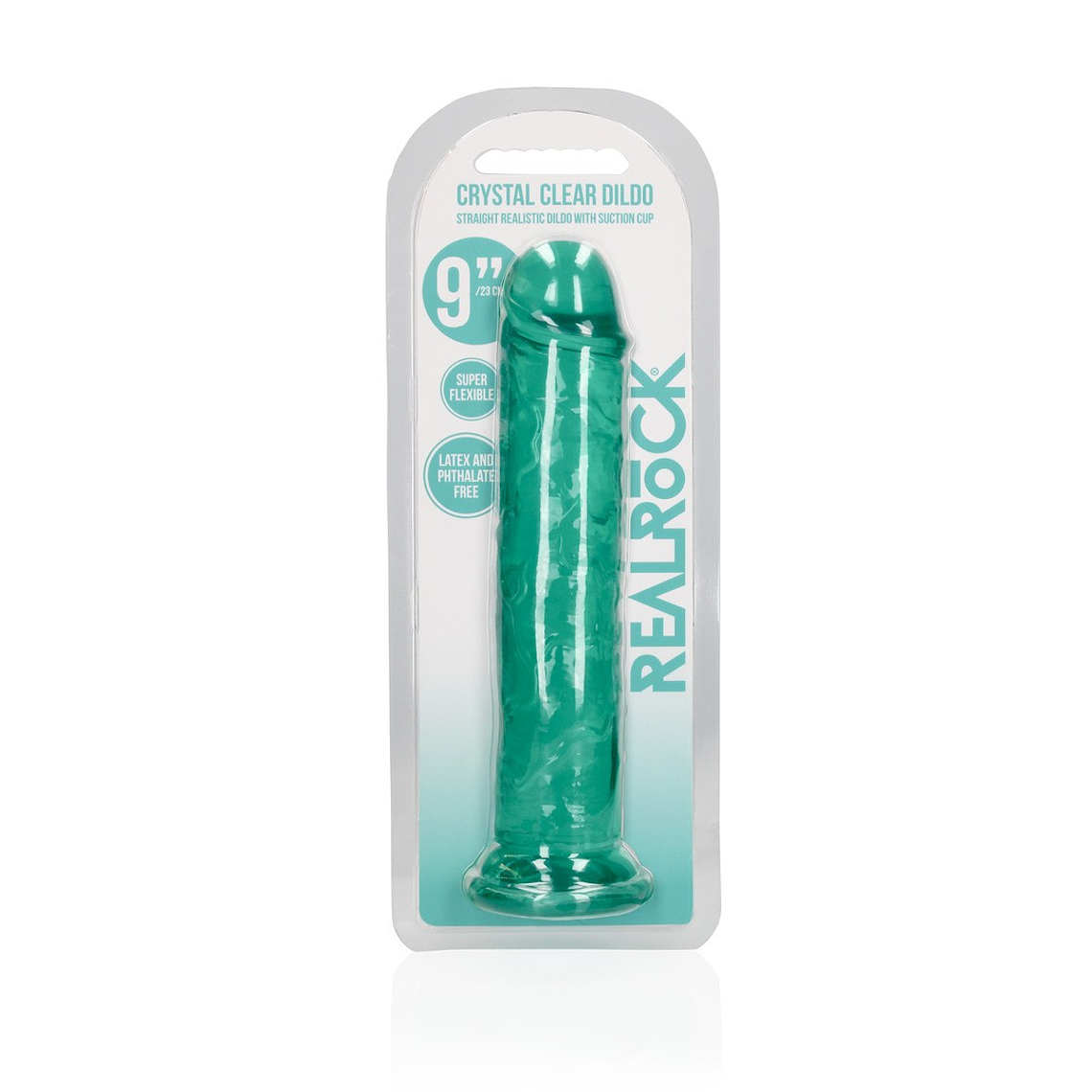 DILDO STRAIGHT REALISTIC CRYSTAL CLEAR 9 /23 CM VERDE REALROCK 2
