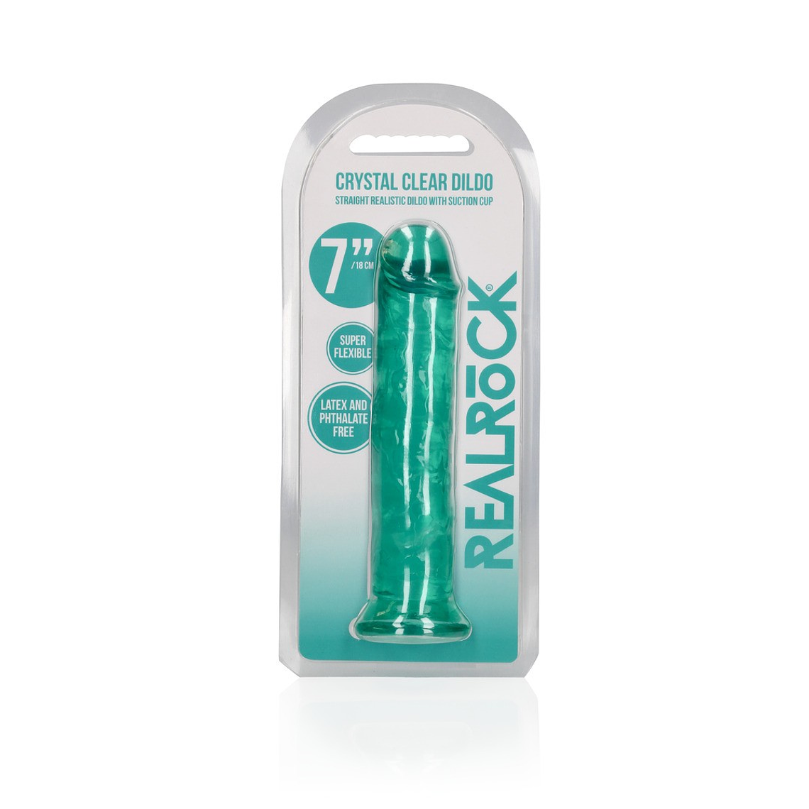 DILDO STRAIGHT REALISTIC CRYSTAL CLEAR 7 /18 CM VERDE REALROCK 2