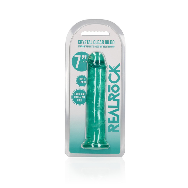 DILDO STRAIGHT REALISTIC CRYSTAL CLEAR 7 /18 CM VERDE REALROCK 2