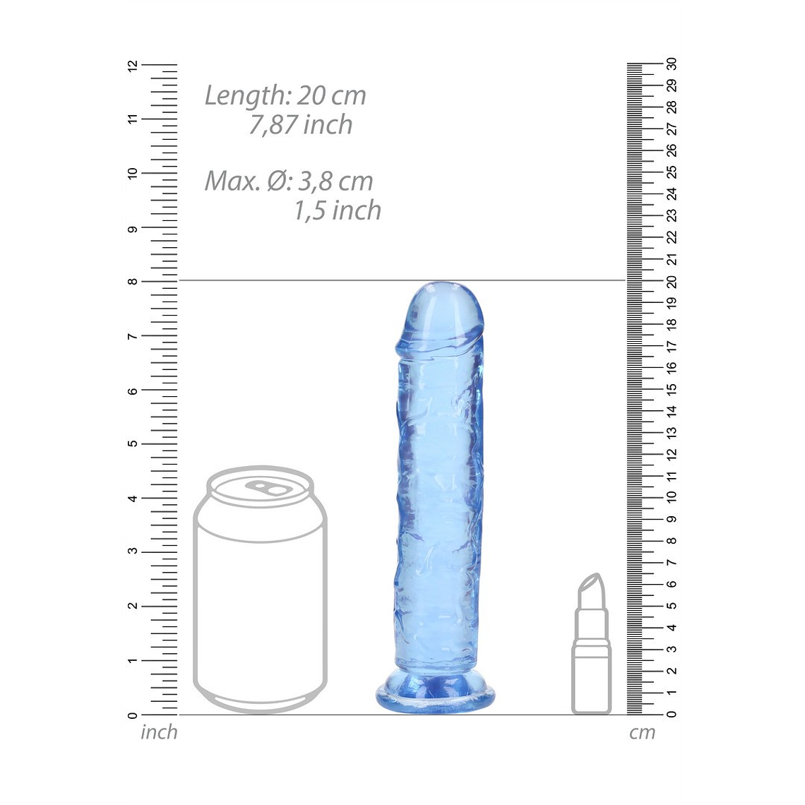 DILDO STRAIGHT REALISTIC CRYSTAL CLEAR 7 /18 CM AZUL REALROCK 6